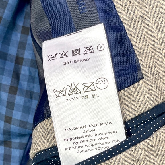 Ben Sherman Brown Herringbone Wool Blend Blazer Suit Jacket Sport Coat Mens XL - Picture 16 of 16